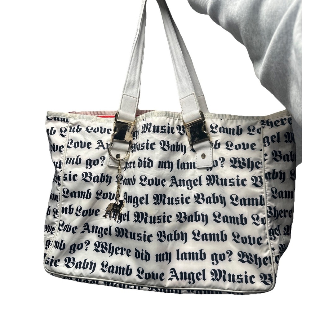 LeSportsac Gwen Stefani L.A.M.B y2k High capacity Tote Bag White/Gold W/ Charm - Picture 1 of 14